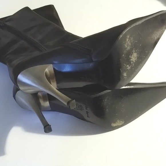 Charles David Stiletto Heel Mid Calf Leather Boots Black Sz 8 - Picture 2 of 9